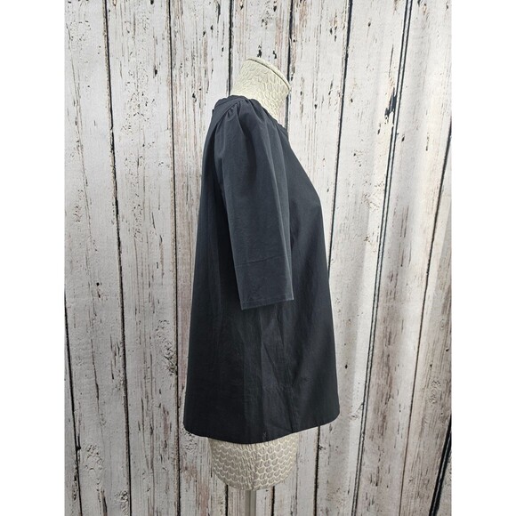 MARELLA Women's L Black Cotton Blend Button Short Sleeve Blouse Top Shirt EUC - Picture 4 of 5